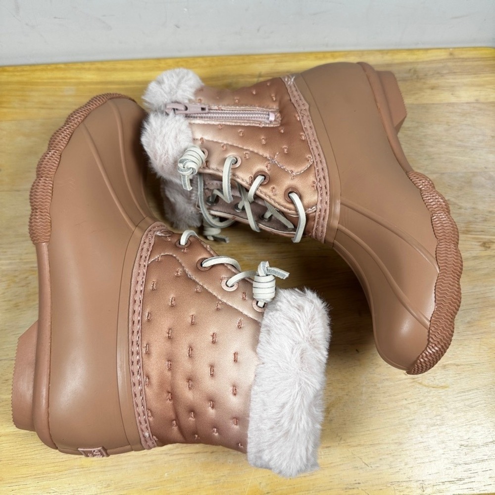 Sperry Saltwater Duck Boots Womens 5 Shibori Rose Pink Quilted STS87896 Rain NIB - Picture 4 of 11